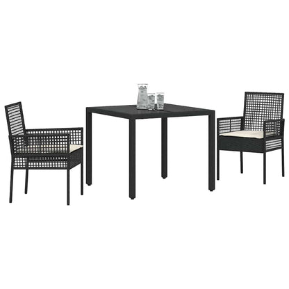 Garden Dining Set 3 pcs Black Poly rattan