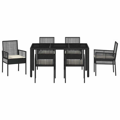 Garden Dining Set 7 pcs Black Poly rattan