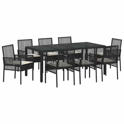 Garden Dining Set 9 pcs Black Poly rattan