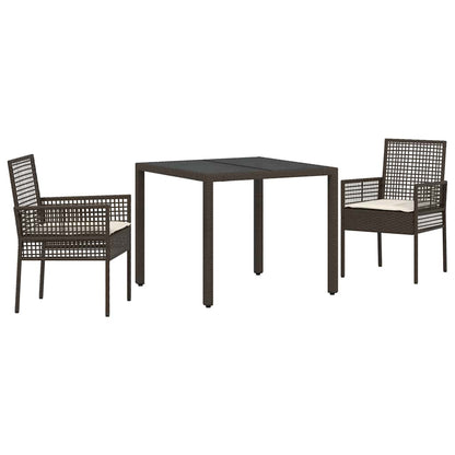 Garden Dining Set 3 pcs Brown Poly rattan