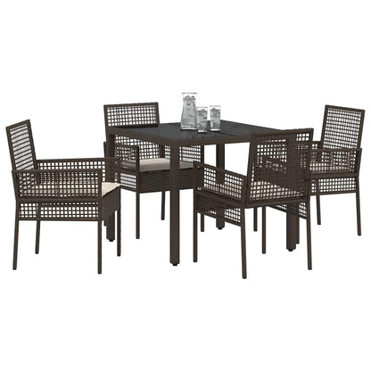 Garden Dining Set 5 pcs Brown Poly rattan