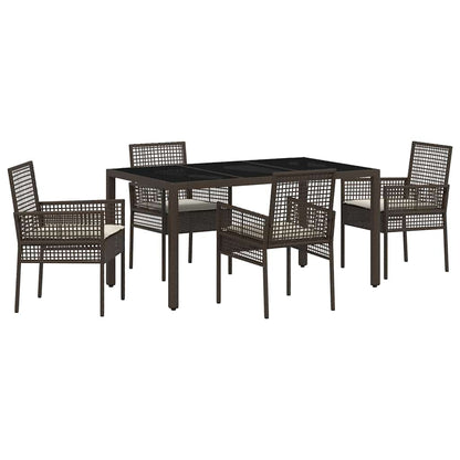 Garden Dining Set 5 pcs Brown Poly rattan
