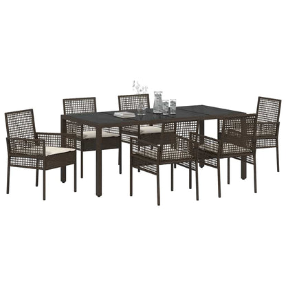 Garden Dining Set 7 pcs Brown Poly rattan