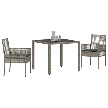 Garden Dining Set 3 pcs Grey Poly rattan