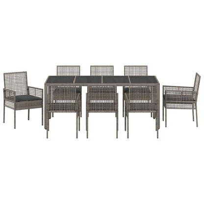 Garden Dining Set 9 pcs Grey Poly rattan
