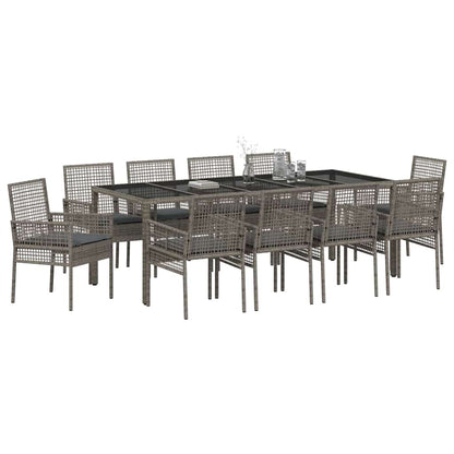 Garden Dining Set 11 pcs Grey Poly rattan