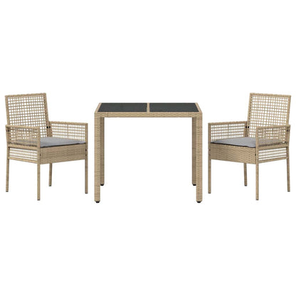 Garden Dining Set 3 pcs Beige Poly rattan