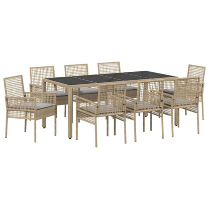 Garden Dining Set 9 pcs Beige Poly rattan
