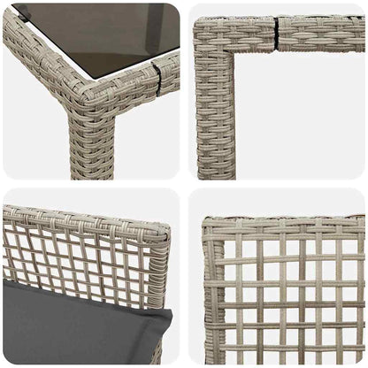 Garden Dining Set 7 pcs Light grey Poly rattan