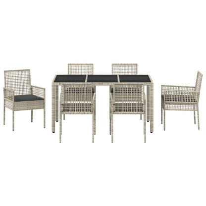 Garden Dining Set 7 pcs Light grey Poly rattan