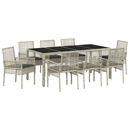 Garden Dining Set 9 pcs Light grey Poly rattan