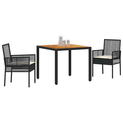 Garden Dining Set 3 pcs Black Poly rattan