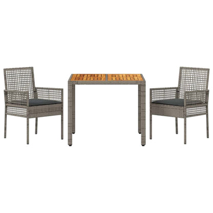 Garden Dining Set 3 pcs Grey Poly rattan
