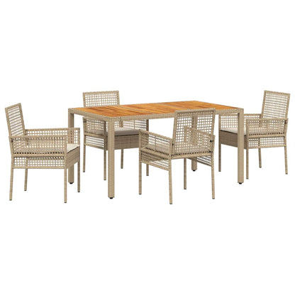 Garden Dining Set 5 pcs Beige Poly rattan