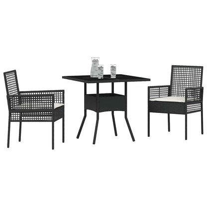 Garden Dining Set 3 pcs Black Poly rattan