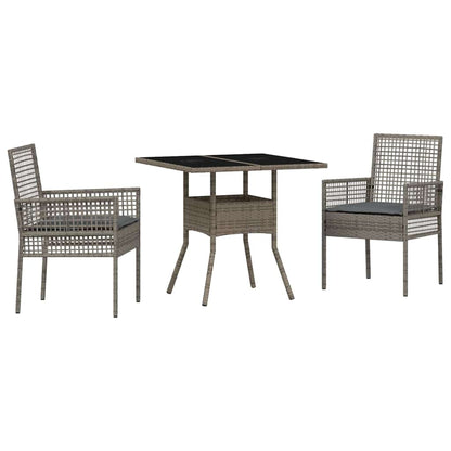 Garden Dining Set 3 pcs Grey Poly rattan