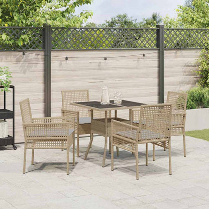 Garden Dining Set 5 pcs Beige Poly rattan