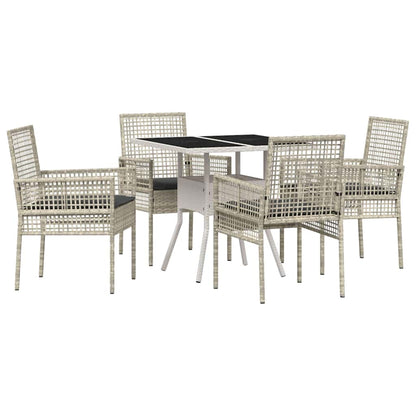 Garden Dining Set 5 pcs Grey Poly rattan