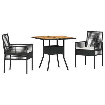 Garden Dining Set 3 pcs Black Poly rattan