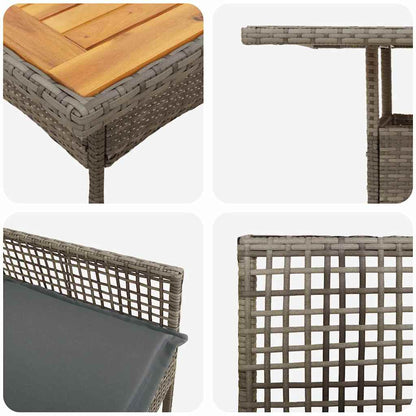 Garden Dining Set 3 pcs Grey Poly rattan