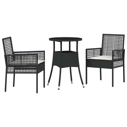 Garden Dining Set 3 pcs Black Poly rattan