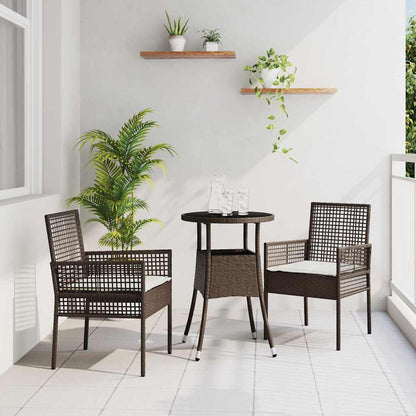 Garden Dining Set 3 pcs Brown Poly rattan