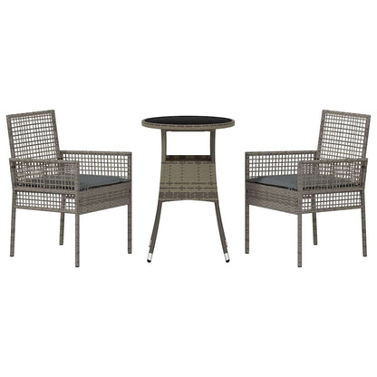 Garden Dining Set 3 pcs Grey Poly rattan