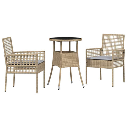 Garden Dining Set 3 pcs Beige Poly rattan