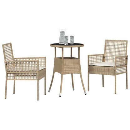 Garden Dining Set 3 pcs Beige Poly rattan