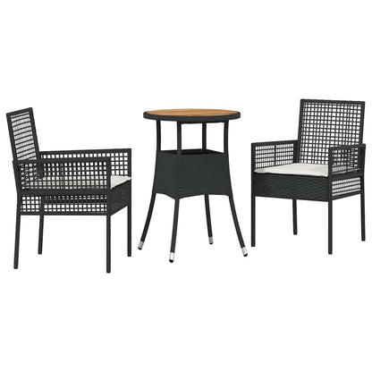 Garden Dining Set 3 pcs Black Poly rattan