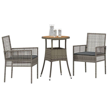 Garden Dining Set 3 pcs Grey Poly rattan