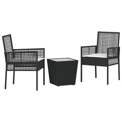 Garden Bistro Set 3 pcs Black Poly rattan
