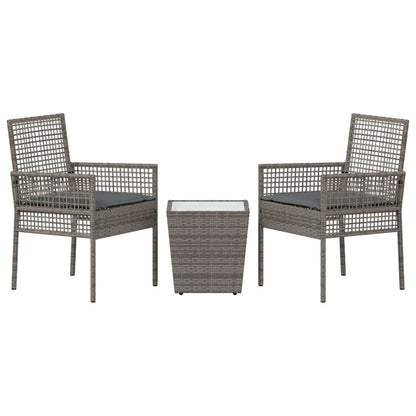 Garden Bistro Set 3 pcs Grey Poly rattan