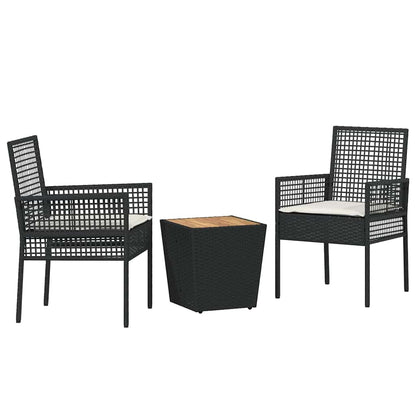 Garden Bistro Set 3 pcs Black Poly rattan