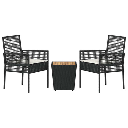 Garden Bistro Set 3 pcs Black Poly rattan