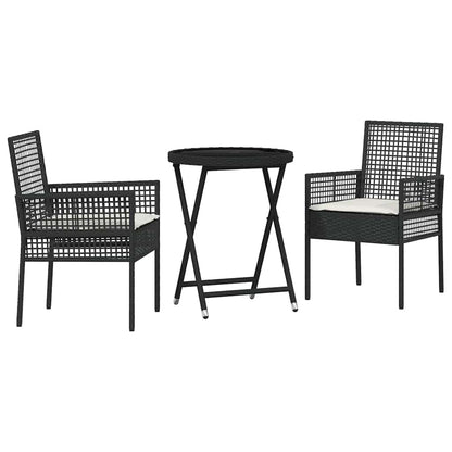 Garden Bistro Set 3 pcs Black Poly rattan