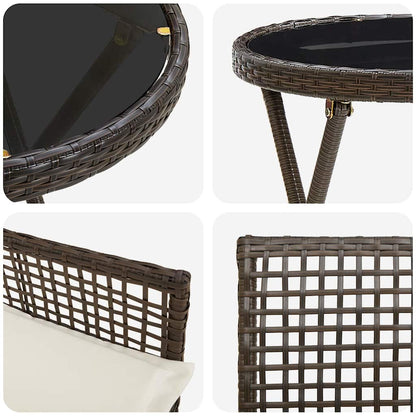 Garden Bistro Set 3 pcs Brown Poly rattan