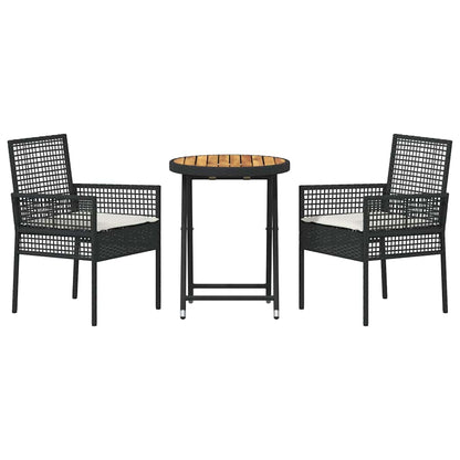 Garden Bistro Set 3 pcs Black Poly rattan