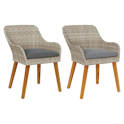 Garden Chair 2 pcs Light Grey 55 x 62.5 x 82cm Poly Rattan