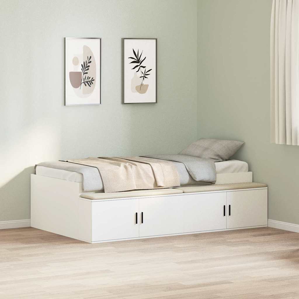 Bed Frame with Drawer White 100 x 200 cm Engineered Wood