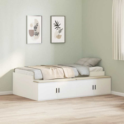 Bed Frame with Drawer White 100 x 200 cm Engineered Wood