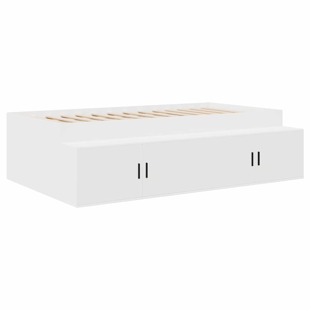Bed Frame with Drawer White 100 x 200 cm Engineered Wood