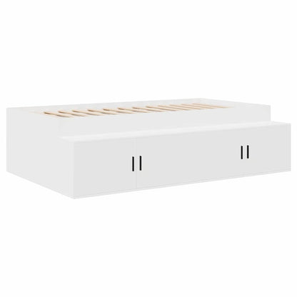 Bed Frame with Drawer White 100 x 200 cm Engineered Wood