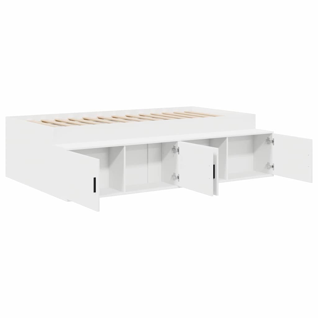 Bed Frame with Drawer White 100 x 200 cm Engineered Wood