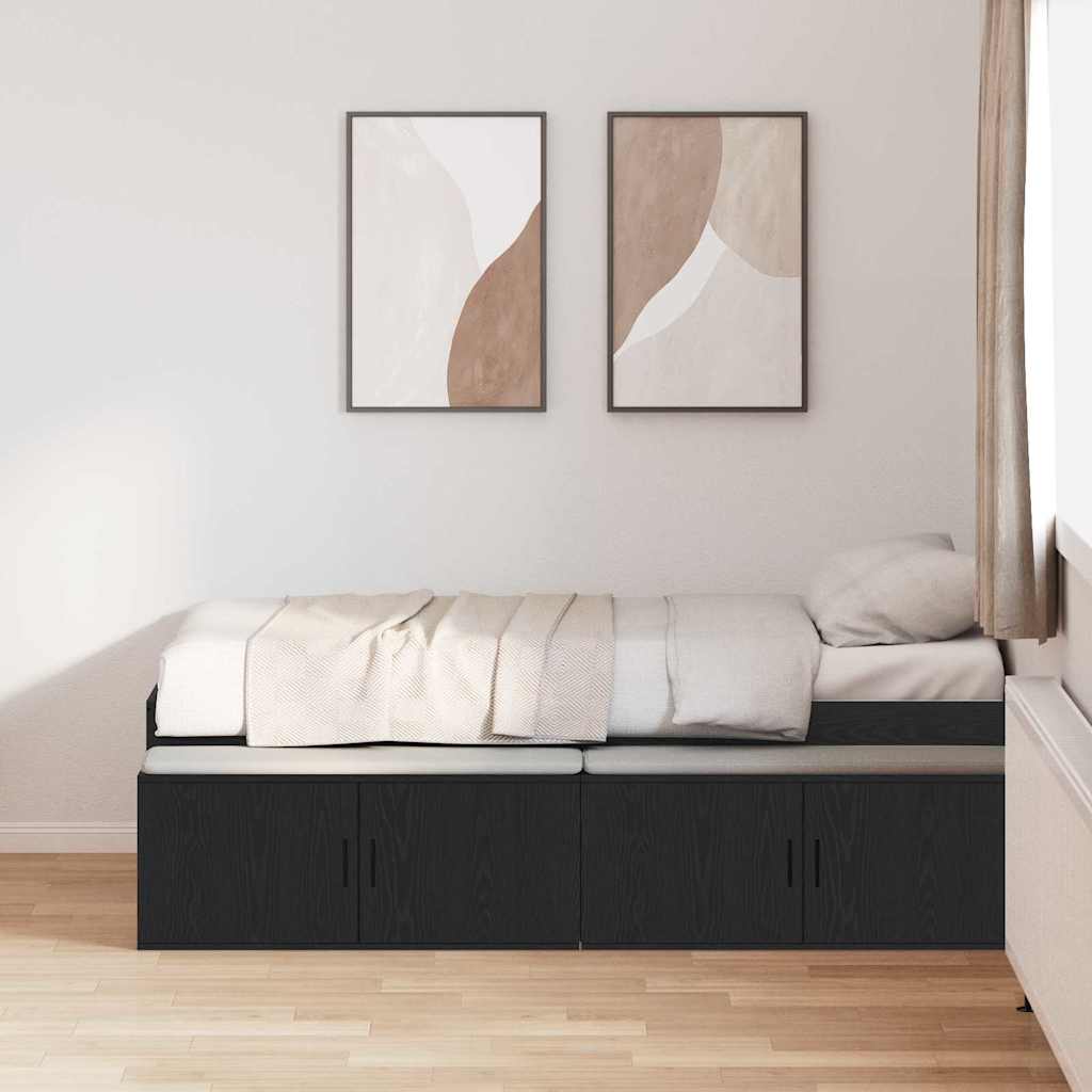 Bed Frame with Drawer Black Oak 100 x 200 cm Engineered Wood