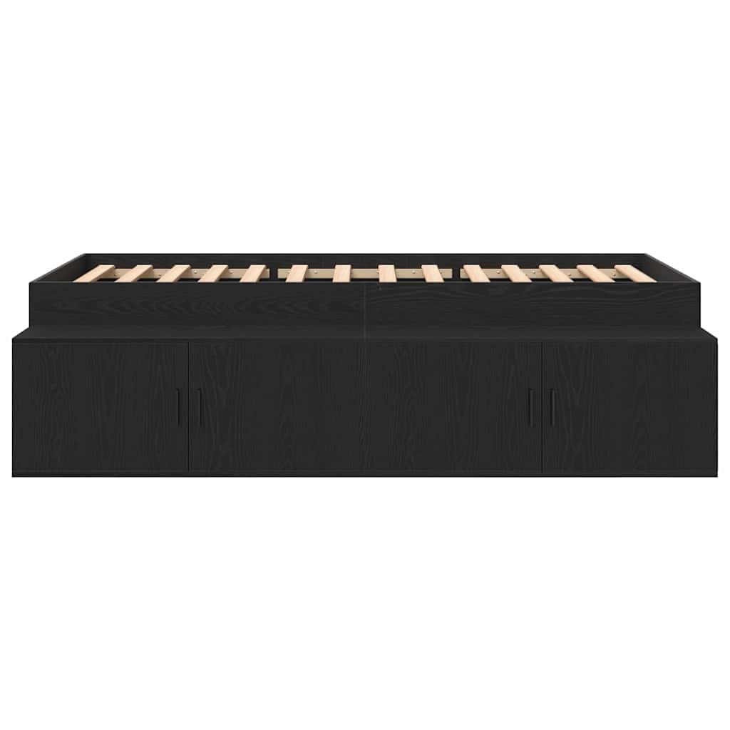 Bed Frame with Drawer Black Oak 100 x 200 cm Engineered Wood