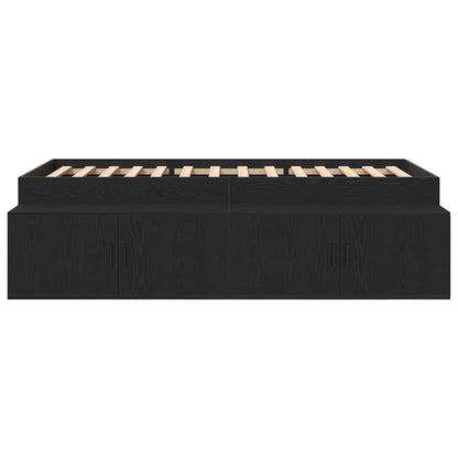 Bed Frame with Drawer Black Oak 100 x 200 cm Engineered Wood