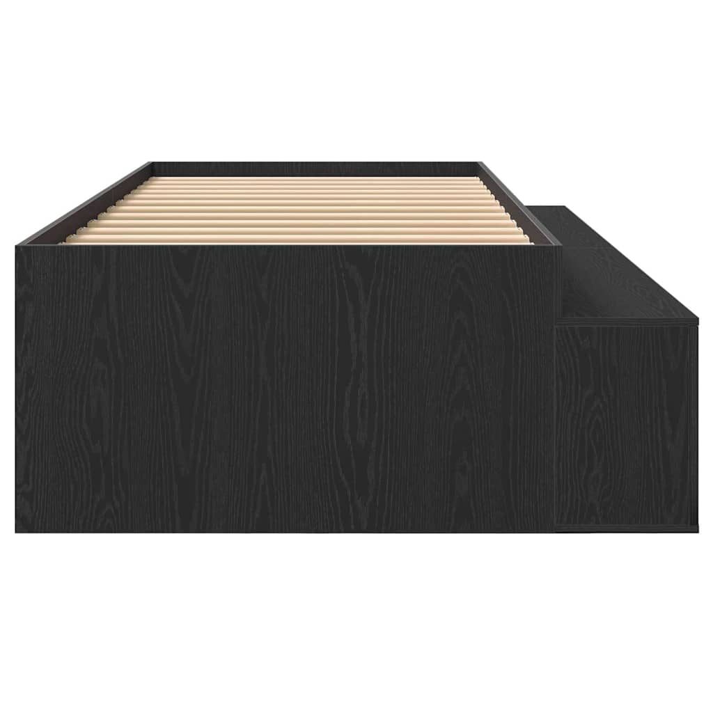 Bed Frame with Drawer Black Oak 100 x 200 cm Engineered Wood