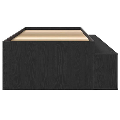 Bed Frame with Drawer Black Oak 100 x 200 cm Engineered Wood