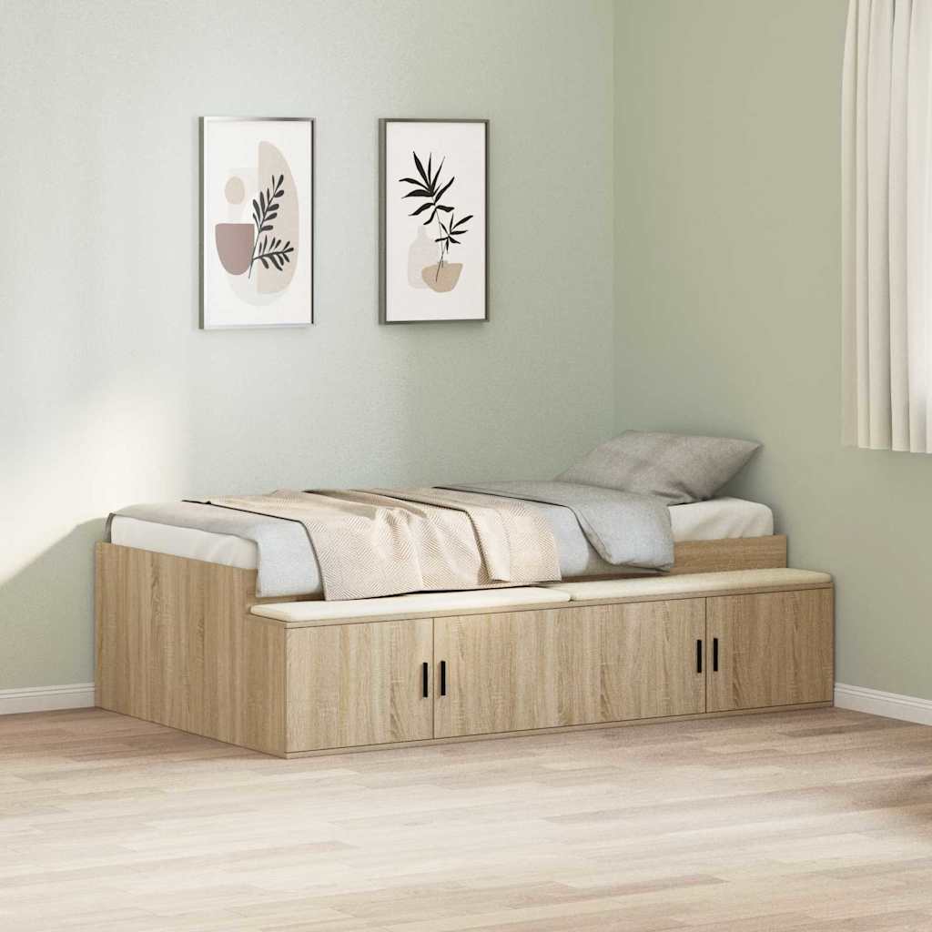 Bed Frame with Drawer Sonoma Oak 100 x 200 cm Engineered Wood